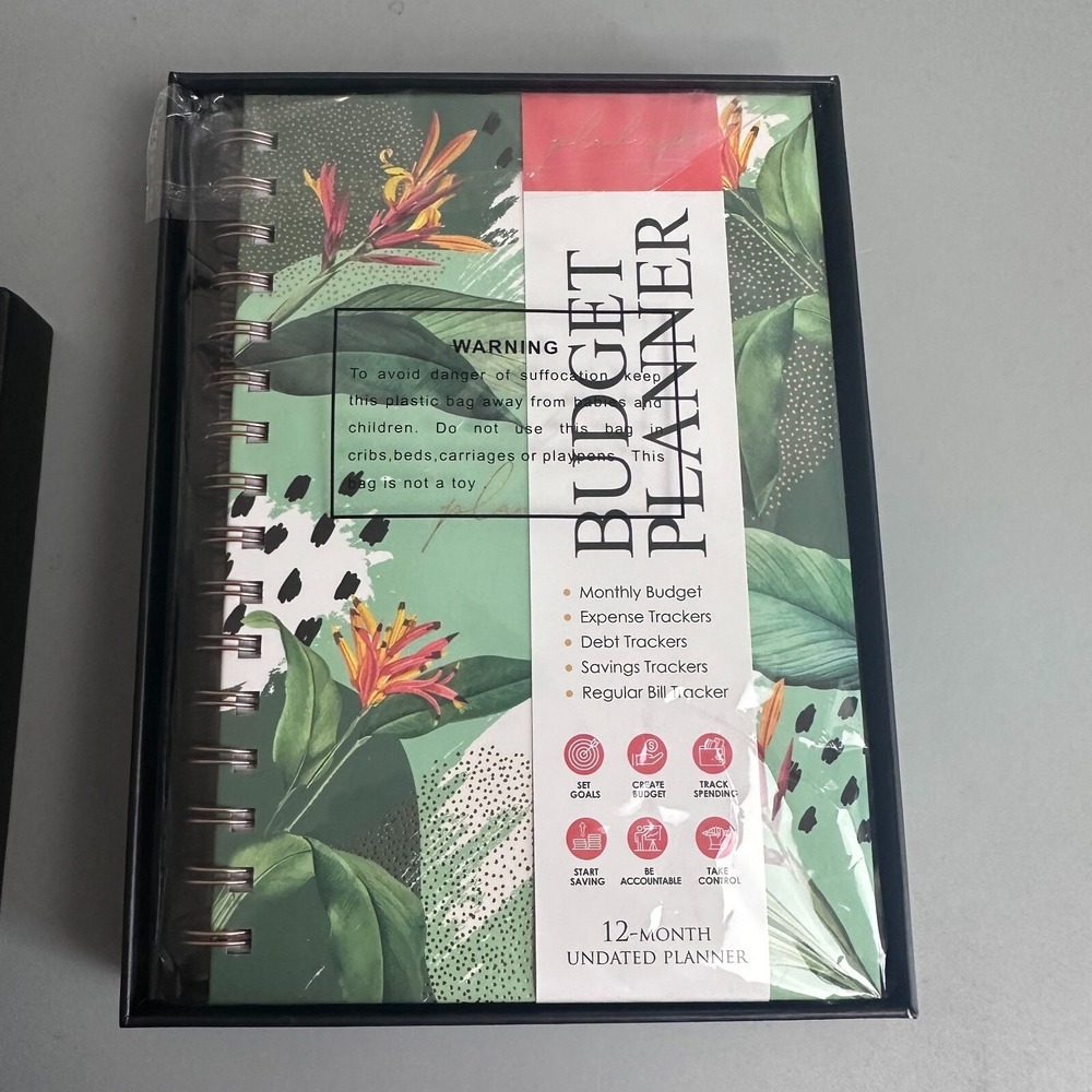Planberry 12 Month Undated Budget Planner Tropical Floral Financial Organizer